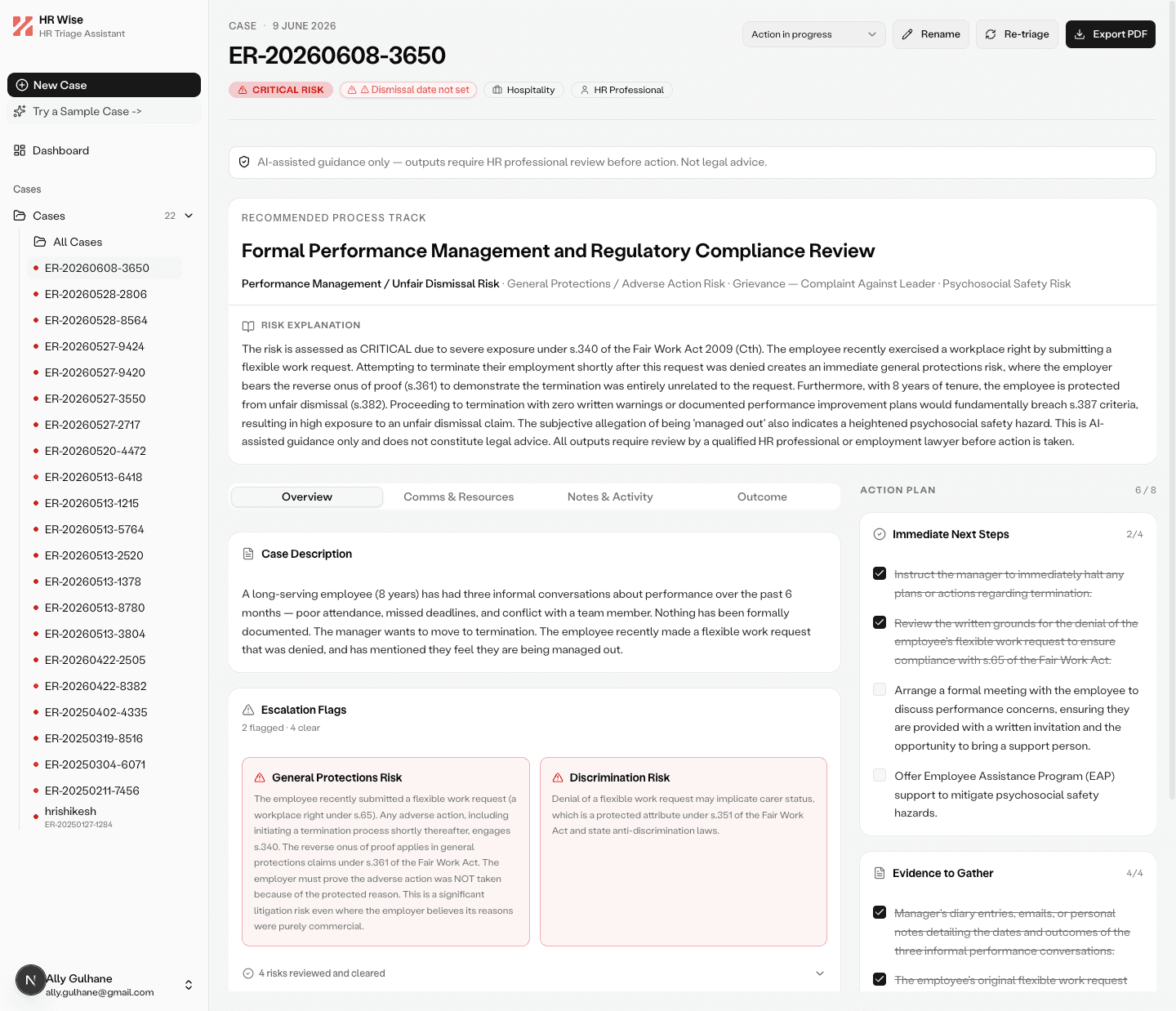 HR Wise dashboard